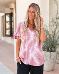 Blushing Skies Ruffle-Sleeve Top- Dusty Mauve