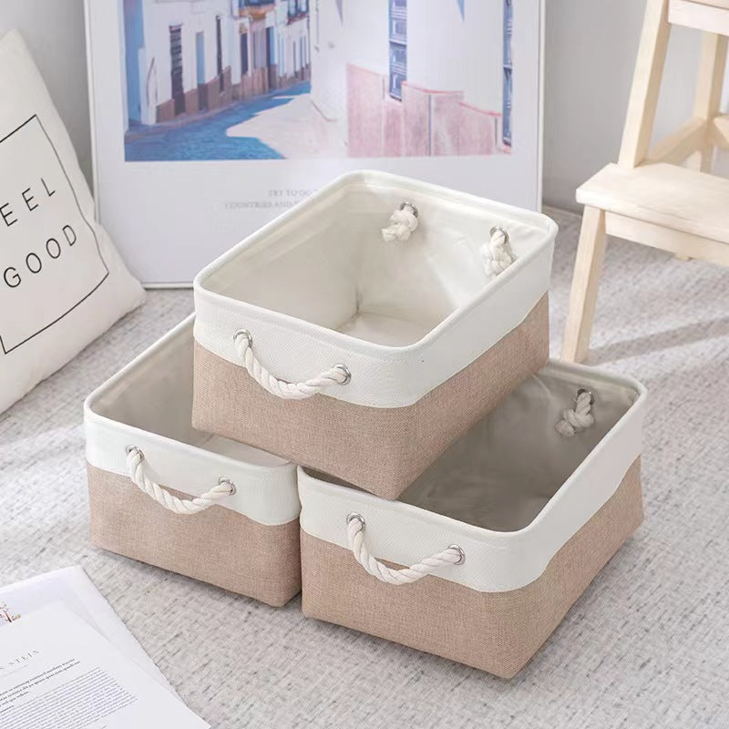 Cotton and Linen Woven Foldable Storage Baskets