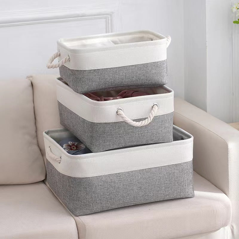 Cotton and Linen Woven Foldable Storage Baskets