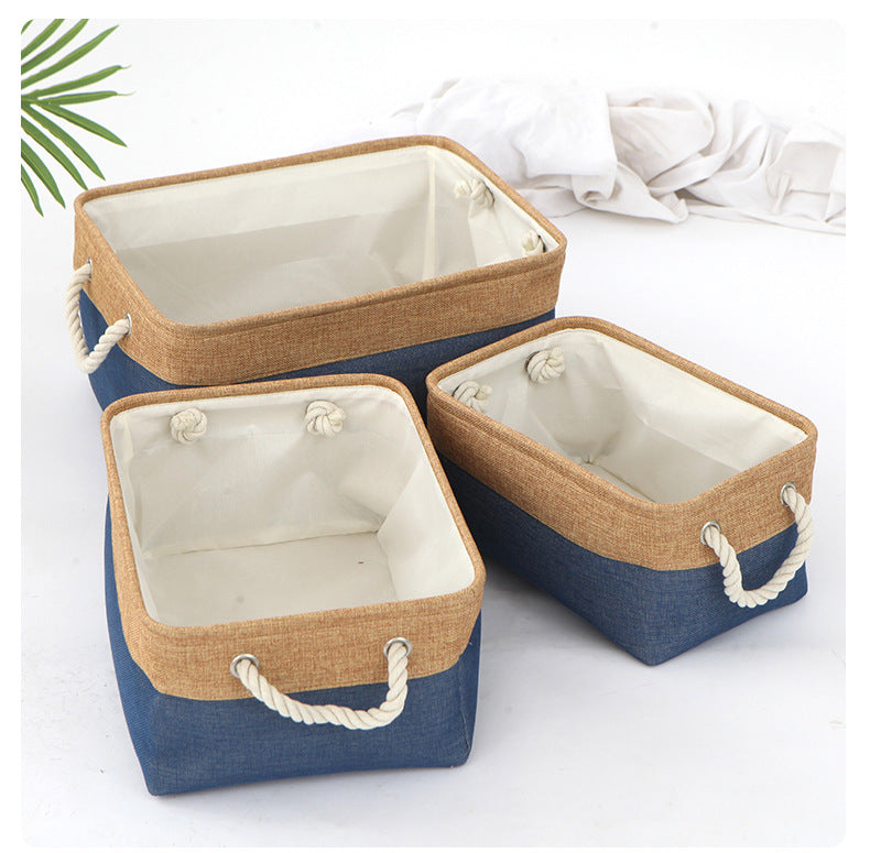 Cotton and Linen Woven Foldable Storage Baskets