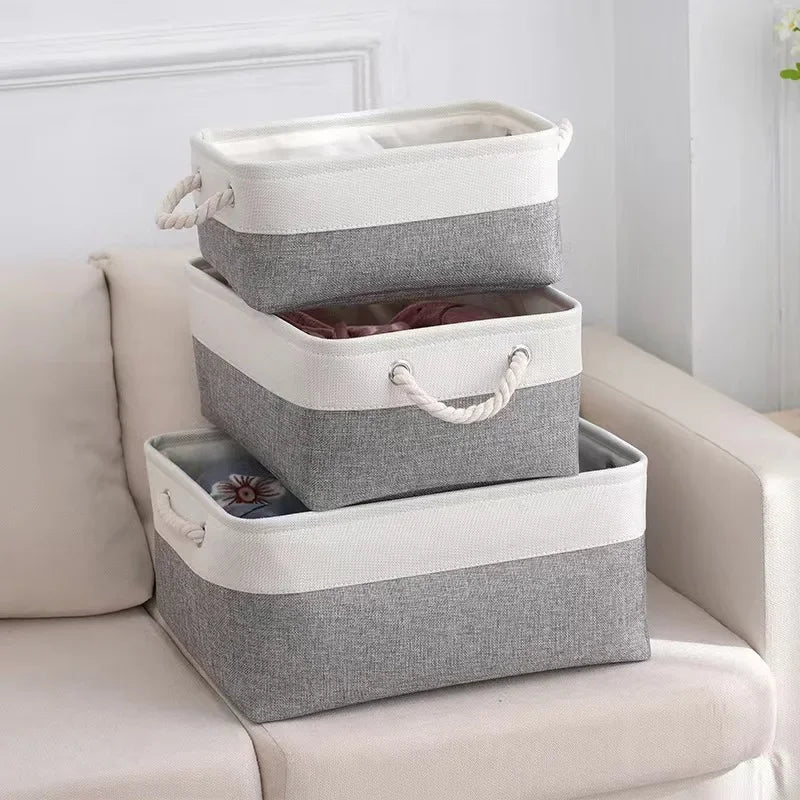 Cotton and Linen Woven Foldable Storage Baskets