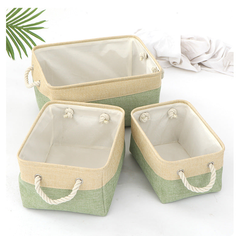 Cotton and Linen Woven Foldable Storage Baskets