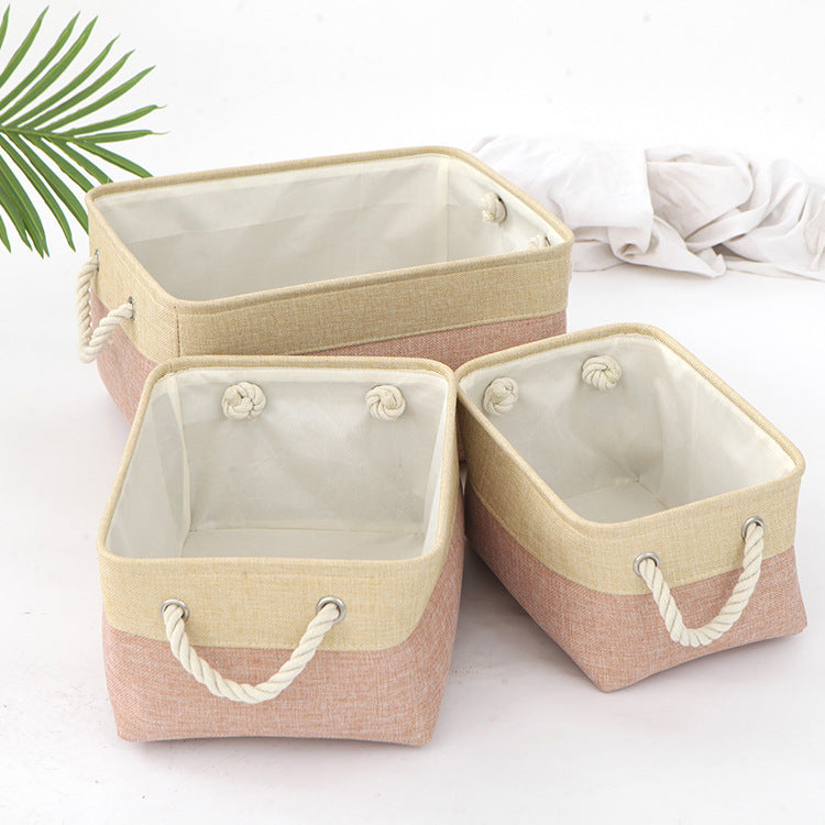 Cotton and Linen Woven Foldable Storage Baskets