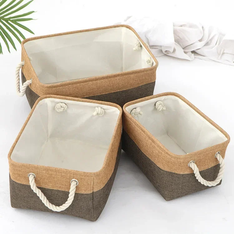 Cotton and Linen Woven Foldable Storage Baskets