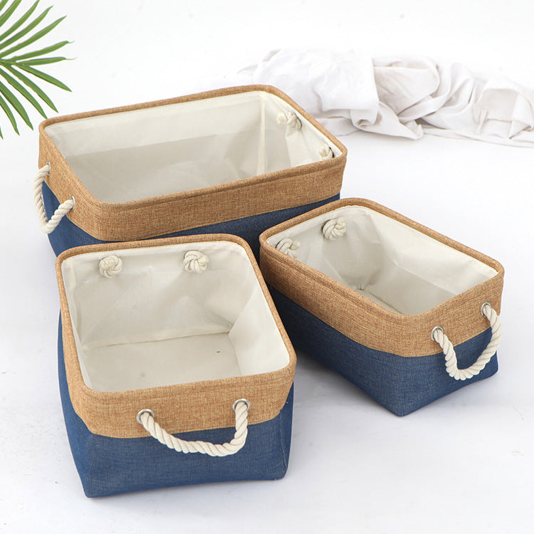 Cotton and Linen Woven Foldable Storage Baskets