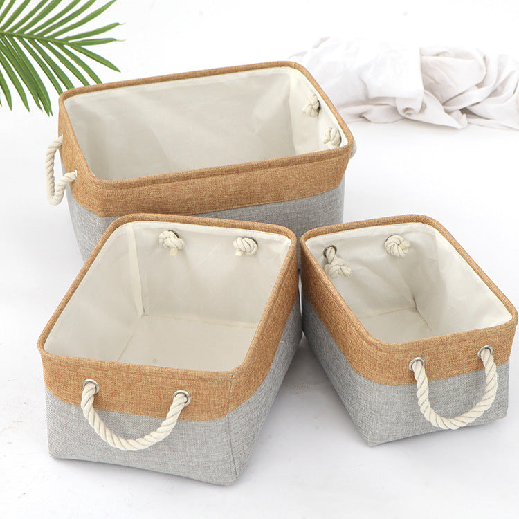 Cotton and Linen Woven Foldable Storage Baskets