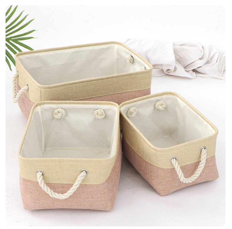 Cotton and Linen Woven Foldable Storage Baskets